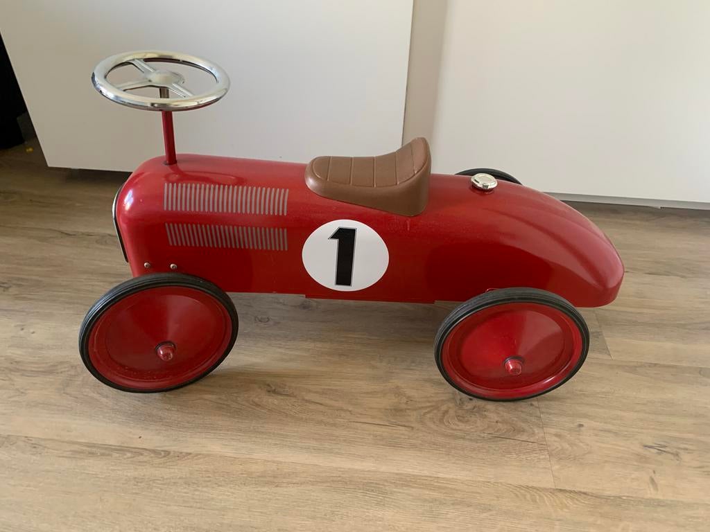 Rode loopauto met nummer 1 - Vintage stijl, Ophalen of Verzenden, Zo goed als nieuw