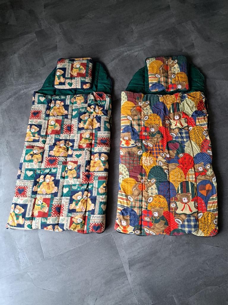 kinder slaapzakken met beren print &kussentje prijs per stuk, Caravans en Kamperen, Slaapzakken, Zo goed als nieuw, Ophalen of Verzenden