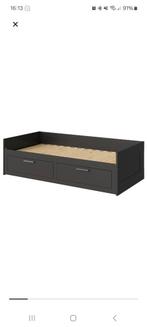IKEA BRIMNES Bedbank Zwart 80x200 cm met 2 lades, Ophalen, Gebruikt, Zwart, Tweepersoons
