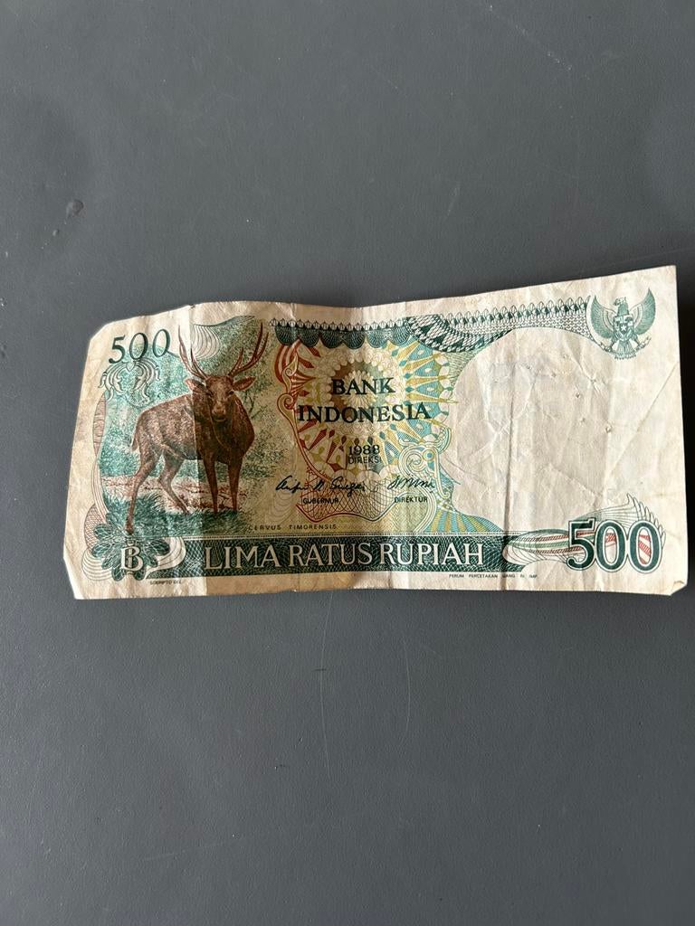 Bankbiljetten; 5 Turkse Lira en 500 rupiah Indonesië, Ophalen of Verzenden, Zuidoost-Azië