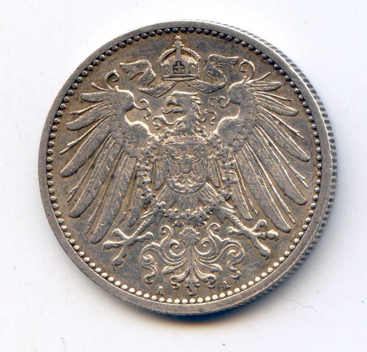 Duitsland 1 Mark 1914 A, Postzegels en Munten, Munten | Europa | Niet-Euromunten, Duitsland, Zilver, Verzenden
