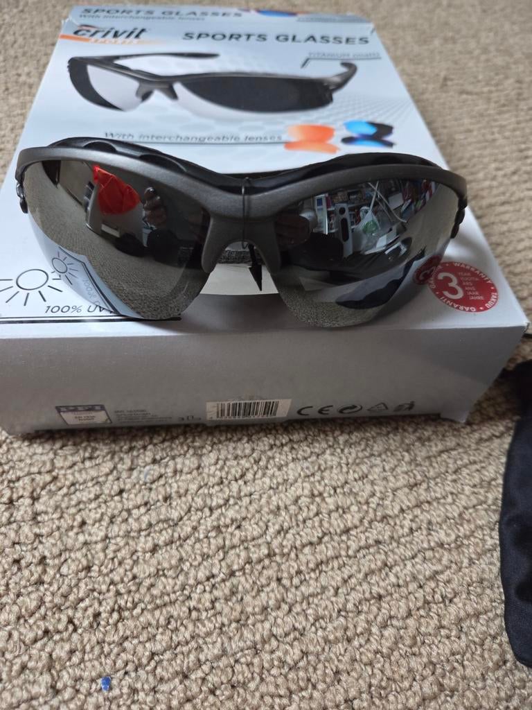 Sportbril met verwisselbare lenzen - Nieuwstaat, Overige merken, Zwart, Nieuw, Ophalen of Verzenden