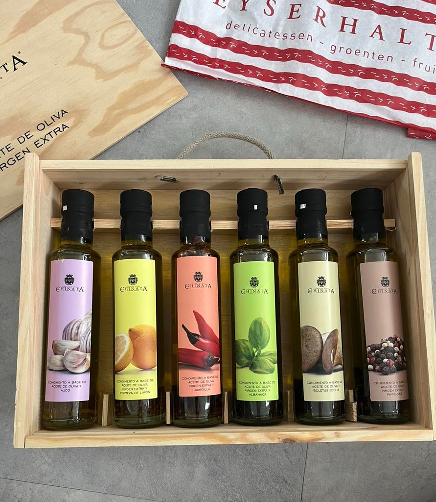 Kistje olijfolies, Ophalen, Nieuw