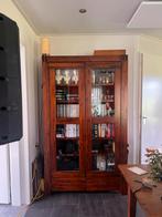 Massief Donker Houten Buffet - Vitrine - Boeken Kast, Ophalen, 200 cm of meer, Zo goed als nieuw, 25 tot 50 cm