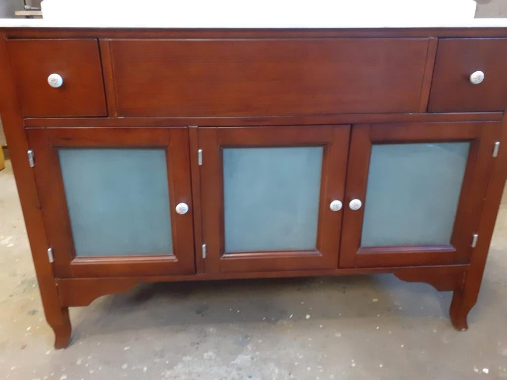 Klassiek badmeubel met marmeren blad - Nieuwstaat, Ophalen, Zo goed als nieuw, Minder dan 100 cm, Wasbak of Wastafel