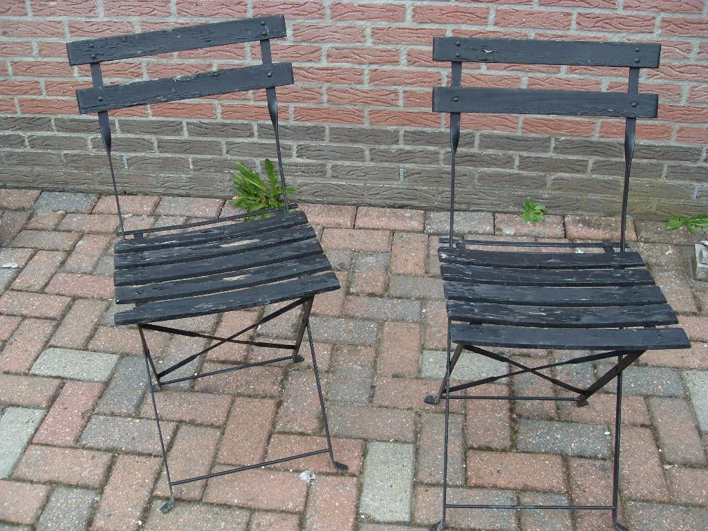 terrasstoelen 2x vintage, Ophalen of Verzenden, Gebruikt, 2 zitplaatsen