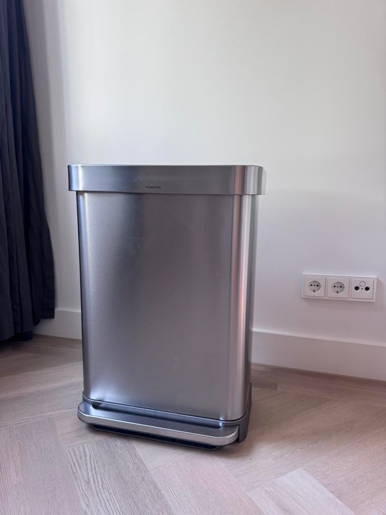 Simplehuman prullenbak RVS luxe design 58 liter, Ophalen, Met pedaal, 50 tot 75 cm, 40 liter of meer