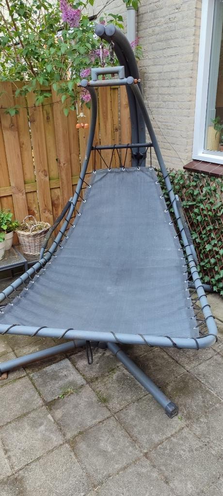 Hangstoel tuinstoel loungestoel 2 persoons grijs, Ophalen, Gebruikt