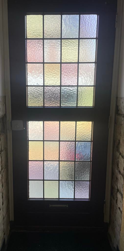 Voordeur met glas in lood, Doe-het-zelf en Verbouw, Deuren en Horren, Ophalen, Gebruikt, 80 tot 100 cm, Buitendeur