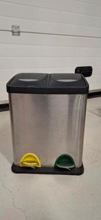 Duo prullenbak rvs, Huis en Inrichting, Woonaccessoires | Prullenbakken, Ophalen, Met pedaal, Nieuw, Rvs