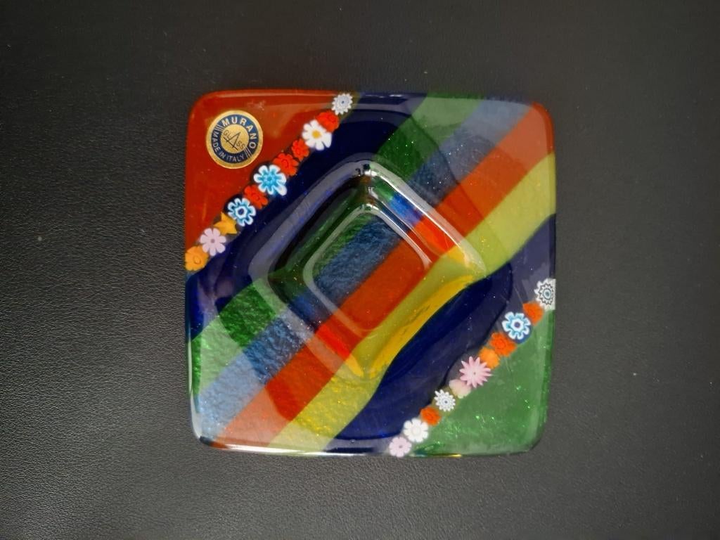 Murano glazen schaal 10 cm – Millefiori bloemen, Ophalen of Verzenden