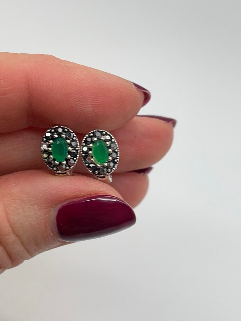 D496 Prachtige vintage zilveren oorbellen, Ophalen of Verzenden, X, Met edelsteen, Zilver