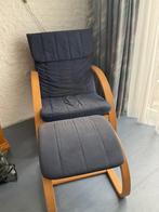 Stoel met voetenbank, Huis en Inrichting, Stoelen, Ophalen, Overige materialen, Gebruikt, Blauw