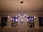 Zilveren kroonluchter met 18 armen, Ophalen, Gebruikt, Glas, Klassiek