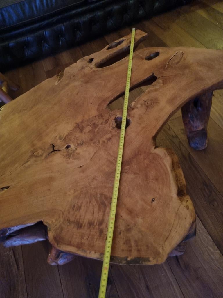 Unieke wortelhouten tafel - 90 cm, Gebruikt, 50 tot 100 cm, Rustiek, Overige vormen