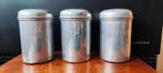 3x vintage aluminium voorraadbus, koffie, thee en suiker, Huis en Inrichting, Keuken | Potten en Pannen, Ophalen of Verzenden