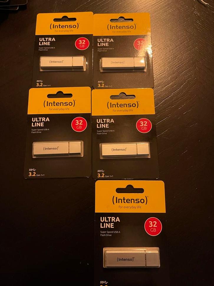 5x Intenso Ultra Line 32GB USB Sticks - Nieuw!, Computers en Software, USB Sticks, Nieuw, 32 GB, Ophalen