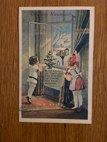 Oude ansichtkaart ansicht kaart Gelukkig Nieuwjaar beschikbaar voor biedingen