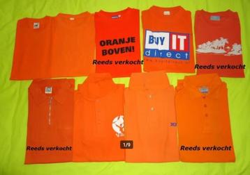 Te koop diverse (nieuwe) oranje T-shirts en polo's (maat XL) beschikbaar voor biedingen