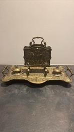 Inktpot + brievenhouder E.G Zimmermann Hanau - brons verguld, Antiek en Kunst, Antiek | Kantoor en Zakelijk, Ophalen of Verzenden