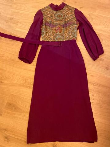 Vintage Paarse Jurk met Paisley Print - Maat 38/40 beschikbaar voor biedingen
