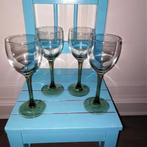 Luminarc wijnglazen op bruine voet 4 stuks, Huis en Inrichting, Keuken | Servies, Ophalen, Glas of Glazen, Gebruikt, Glas