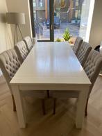 Witte eettafel + stoelen, Huis en Inrichting, Tafels | Eettafels, Ophalen, Overige materialen, Gebruikt, Klassieke, Scandinavisch