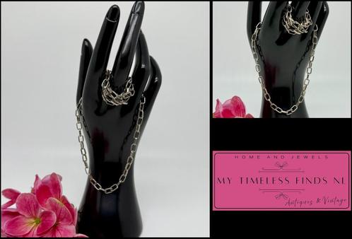Vintage zilverkleurige grove ketting - K3CMATH-Z1, Sieraden, Tassen en Uiterlijk, Kettingen, Gebruikt, Overige materialen, Zilver