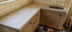 L-vorming graniet / terrazo aanrecht blad met spoelbak, Huis en Inrichting, Keuken | Keukenelementen, Ophalen, Gebruikt, 50 tot 75 cm
