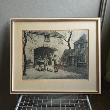 Ets Martin van Waning 1887-1972 Straatmuzikanten Koop: 1940  beschikbaar voor biedingen
