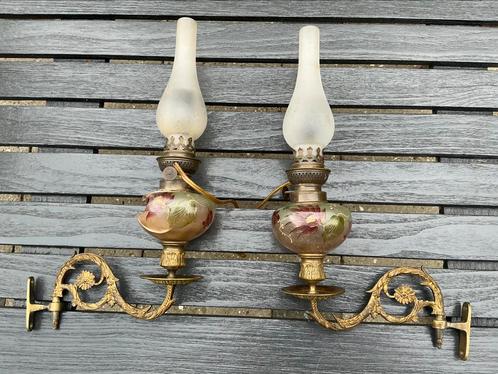 Antieke bronzen wandlusters, Antiek en Kunst, Antiek | Lampen, Ophalen of Verzenden