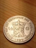 Halve gulden 1929 , zilver , Wilhelmina, Postzegels en Munten, Munten | Nederland, Ophalen of Verzenden, Koningin Wilhelmina, ½ gulden