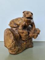 houtsnijwerk boom-wortel beer houten beeld hout-stronk 21cm, Antiek en Kunst, Ophalen of Verzenden