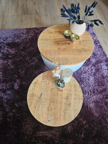 Industriële Salontafel Set - Teakhout & Metaal beschikbaar voor biedingen