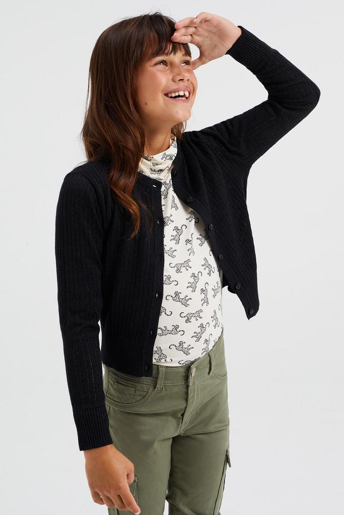 Zwart glitter vest – WE Fashion – maat 134/140 NIEUW, Kinderen en Baby's, Kinderkleding | Maat 134, Nieuw, Meisje, Trui of Vest