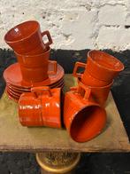 Set 6 vintage seventies Hoftra kop en schitels oranje, Huis en Inrichting, Keuken | Servies, Ophalen of Verzenden, Zo goed als nieuw