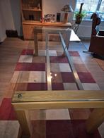 Eetkamertafel van glas tafel eetkamer hout, Huis en Inrichting, Tafels | Eettafels, Ophalen, 200 cm of meer, 50 tot 100 cm, Rechthoekig