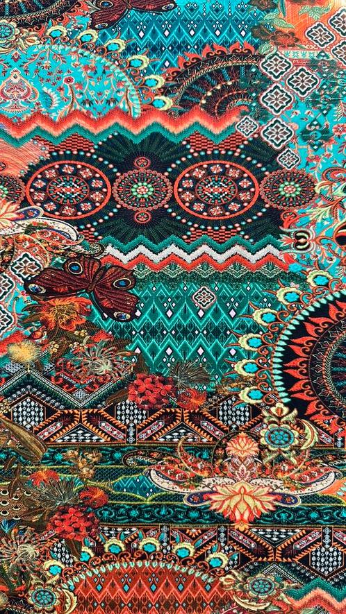 African fantasy tricot, Hobby en Vrije tijd, Stoffen en Lappen, Zo goed als nieuw, Katoen, 120 cm of meer, 30 tot 200 cm, Ophalen of Verzenden