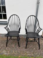 2 Mat Zwarte Windsor Stoelen, Antiek en Kunst, Antiek | Meubels | Stoelen en Banken, Ophalen