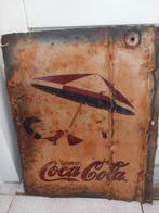 Vintage Coca Cola metalen wandbord drum oil, Ophalen of Verzenden, Nieuw, Reclamebord