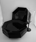 11 Luminarc octime noir  borden vintage 70’s zwart, Huis en Inrichting, Keuken | Servies, Gebruikt, Ophalen of Verzenden, Glas