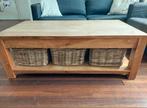 Salontafel met rieten manden, Huis en Inrichting, Tafels | Salontafels, Ophalen, Gebruikt, 100 tot 150 cm, Teakhout