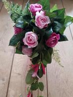 Bruidsboeket draad gebonden van zijde bloemen, Ophalen of Verzenden, Zo goed als nieuw, Roze, Accessoires