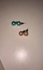 Oorbellen set parel knopjes blauw en roze, Overige materialen, Blauw, Ophalen of Verzenden, Zo goed als nieuw