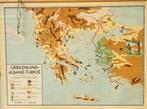 Oude kaart van Griekenland, Albanië en Turkije, Antiek en Kunst, Antiek | Schoolplaten, Ophalen of Verzenden, Aardrijkskunde