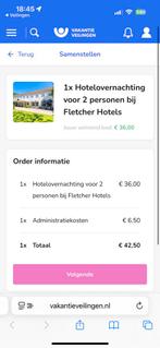 Fletcher hotel 42,50, Twee personen, 1 overnachting