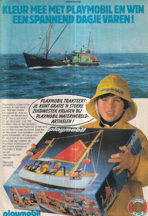 Retro reclame 1984 Playmobil grote vissersboot speelgoed, Verzamelen, Retro, Ophalen of Verzenden