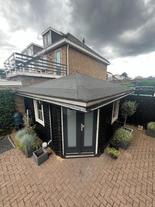 Tuinhuis / Blokhut 4,0 x 4,0 meter, Tuin en Terras, Tuinhuizen, Gebruikt, Blokhut, Hout, 250 tot 500 cm, 200 tot 400 cm, 2 ramen