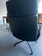 KFF Zwarte Leren Draaifauteuil, Huis en Inrichting, Fauteuils, Ophalen, Gebruikt, Minder dan 75 cm, Leer