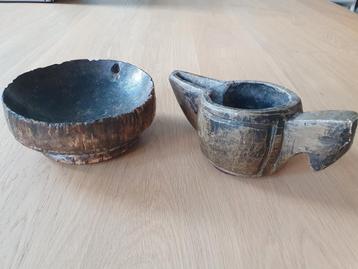 Antieke houten kom & schenkkan opiumwater India ca 1850 €149 beschikbaar voor biedingen